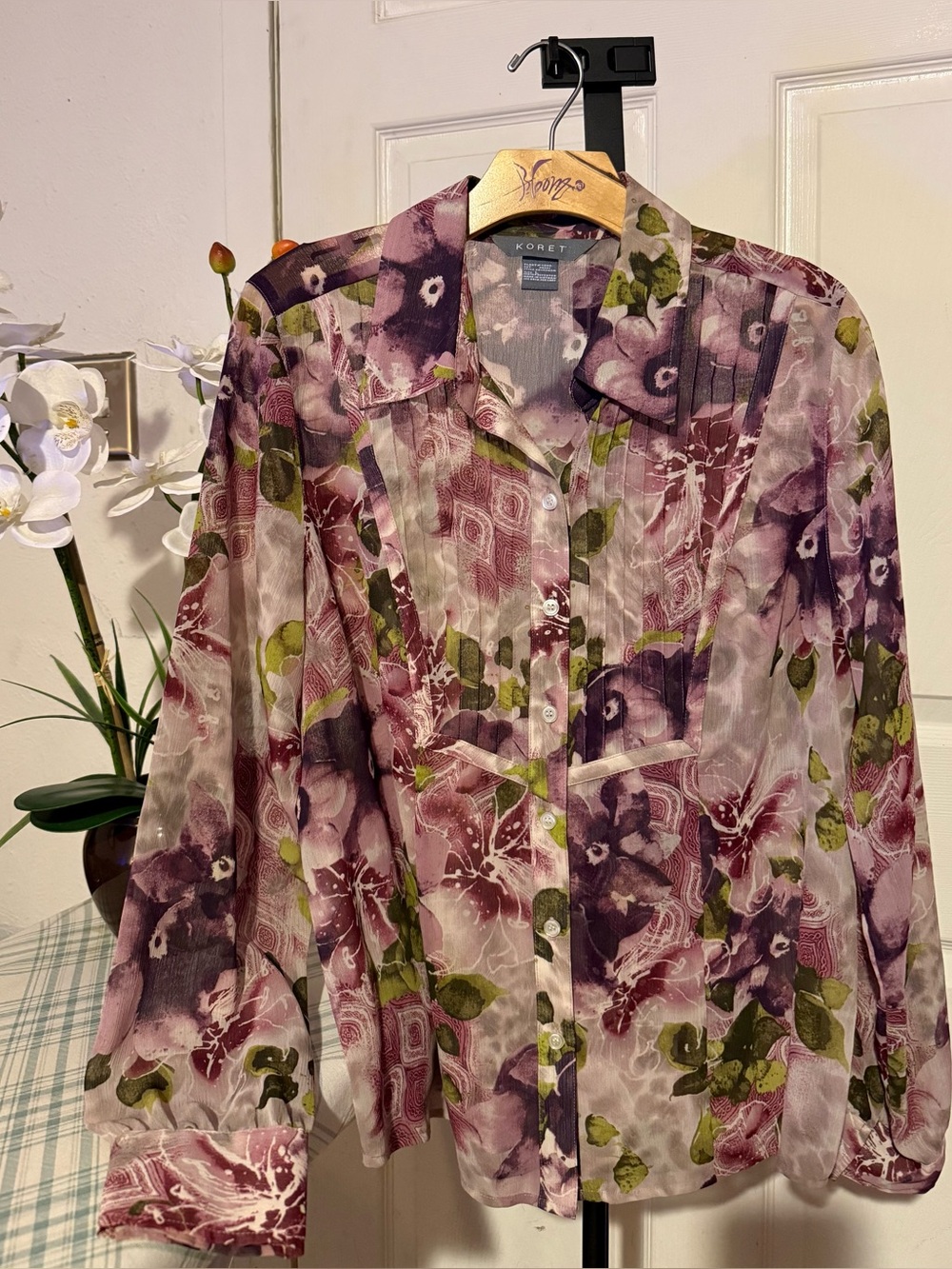 Koret Floral Sheer Blouse in Purple & Green
